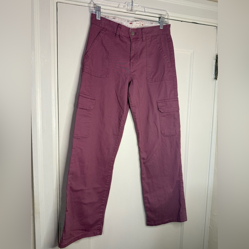Levi's Big Kid Girls Wide Leg Cargo Pant Size 16 Dusty Pink Color